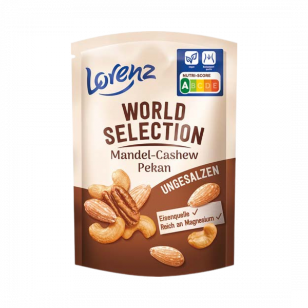 Lorenz World Selection Mandel Cashew Pekan UNSALTED, geroestet und ungesalzen, 90g